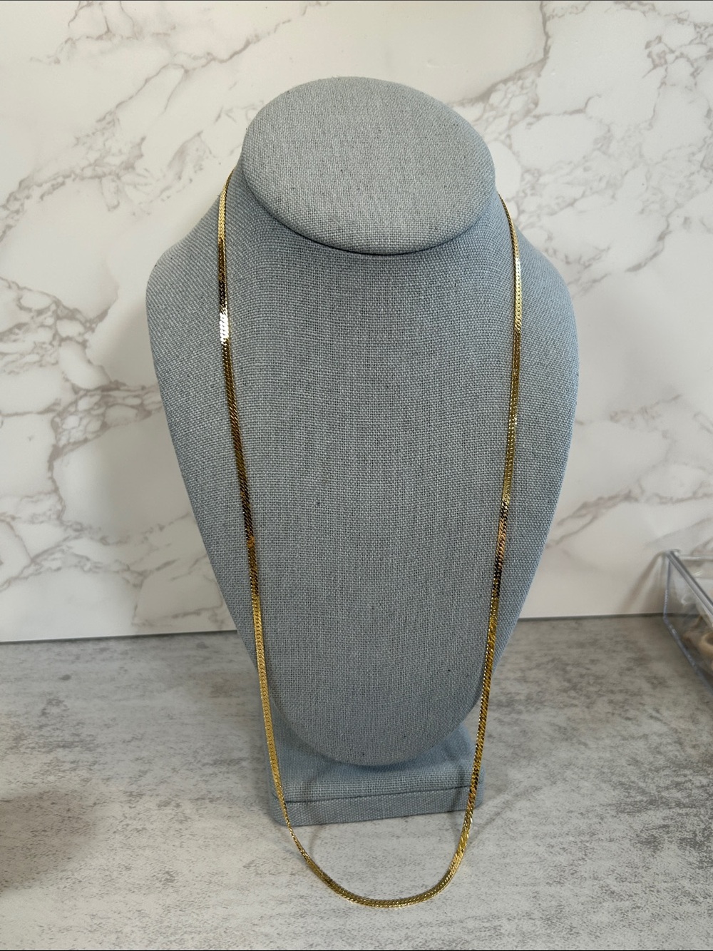 Monet Long Gold Flat Chain Necklace